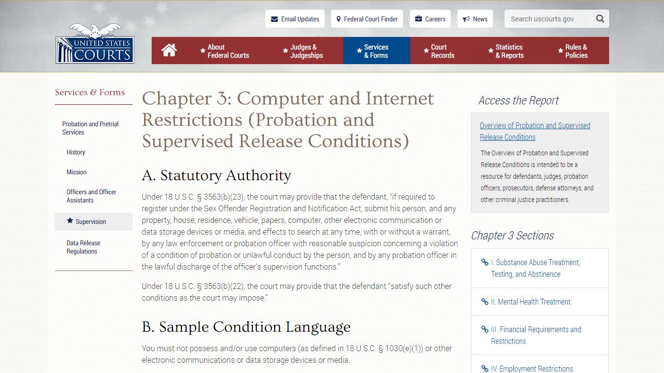 Chapter 3: Computer and Internet Restrictions ... - United States Courts